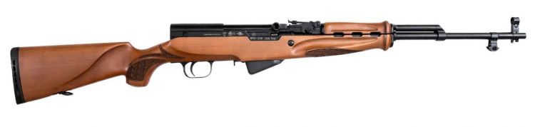 A right-side photo of the Molot VPO-208, a Russian hunting "shotgun" based on the SKS.