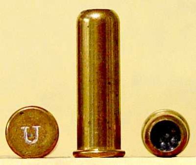 The .310 Remington Skeet, a recreational shotgun cartridge by Remington. This shows the cartridge version with exposed shot and clear seal etc.